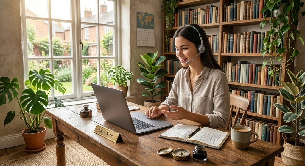 Persona dando clases particulares online, uno de los negocios accesibles con poca inversión